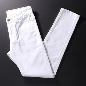 Jeans pour hommes Européen Vintage Mode Hommes Haute Qualité Blanc Élastique Slim Fit Rétro Designer Hip Hop Denim Punk Crayon Pantalon