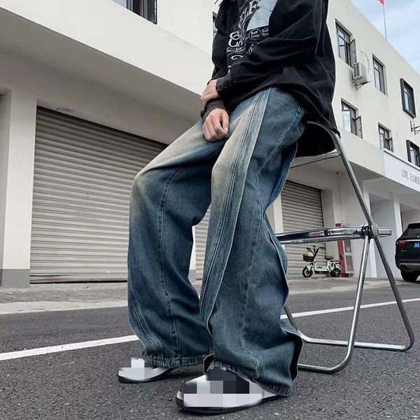 Pantalones vaqueros para hombre Otoño e invierno Moda Diseño de nicho japonés Sense Patch Proceso de empalme Tendencia Pantalones casuales sueltos rectos