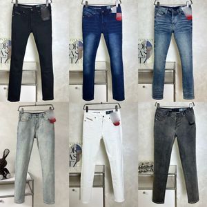 designerjeans voor heren Beroemd merk Tassen Gewassen Ontwerper Jean met slanke pijpen Plaid Lichtgewicht denim Verven Zwart Blauw Katoen Broek 29-40 Luxe Klassiek Maak oud