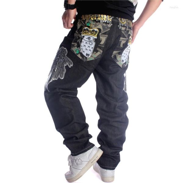 Jeans pour hommes mode 2023 automne et hiver homme Style coréen ample droite Skateboard pantalon broderie aile Hip Hop