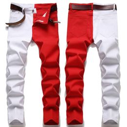 Jeans da uomo Moda 2023 Autunno Primavera Classic Patchwork Skinny Biker Pantaloni in denim distruttiUomini