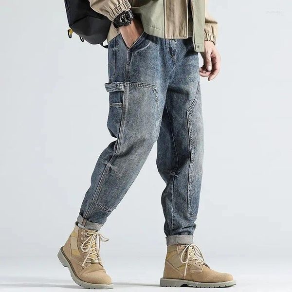 Jeans da uomo Moda 2023 Autunno/Inverno Retro Manica Diritta Taglia Allentata Tempo Libero Viaggi di Strada Alpinismo Piccolo Piede Lungo