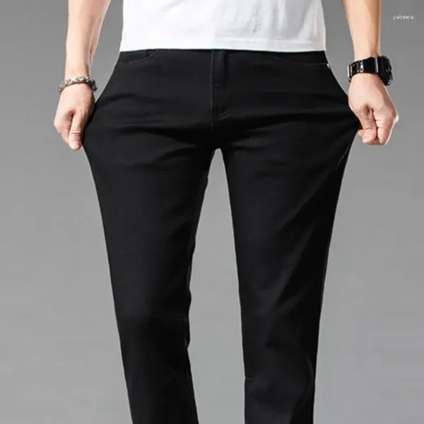 Marque de mode en jeans masculin Khaki White Denim droit de la hausse intermédiaire à la mode coton décontracté élastique