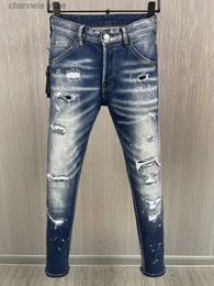 Heren Jeans mode MERK Mannen Jenas Denim Broek Skinny Coolguy Gedrukte Letters Pocket Rechte Broek Slim Europa DSQ jeans broek T240205
