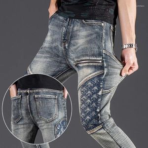 Brand de mode de jeans pour hommes Design slim design cool hip hop personnalisé de broderie rétro à glissière