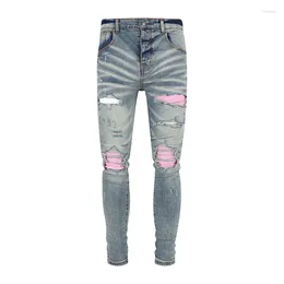 Jeans para hombres Marca de moda Streetwear Ripped Skinny Vintage Wash Solid Denim Pantalón para hombre Casual Motocicleta Slim Fit Lápiz Pantalones