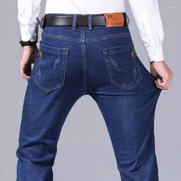 Jeans pour hommes Mode Business Hommes Denim Été Casual Mince Solide Coupe régulière Droite Classique Marque OL Pantalon Travail