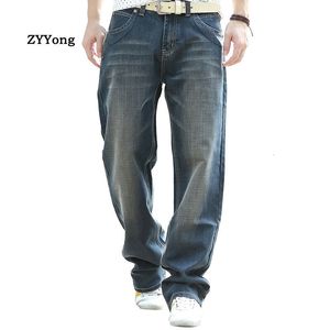 Heren jeans mode casual heren jeans recht losse baggy streetwear hiphop skateboard denim broek licht zwart breedbeen broek maat 44 230308