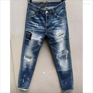 Jeans pour hommes mode décontracté Motobiker High Street Denim Fabric Pantalon Pantalon Spray Paint 117 #