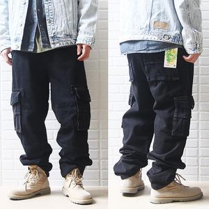Jeans pour hommes mode Denim Cargo pantalon hommes pantalon droit ample Baggy Streetwear Hiphop Harem vêtements tactiques