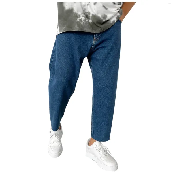 Jeans pour hommes Mode Denim Pantalon Zipper Poche Baggy Soild Couleur Pantalon régulier pour homme High Street Vintage Mâle