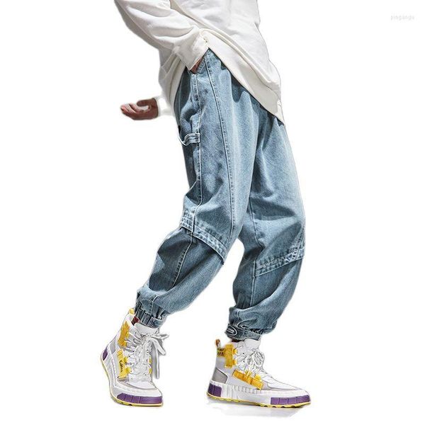 Jeans pour hommes Designer de mode Printemps et été Version ample Couture Denim Salopette Japonais Rétro Hip-Hop 5XL