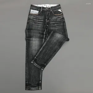 Jeans pour hommes Fashion Designer Hommes Haute Qualité Rétro Noir Gris Stretch Slim Fit Ripped Imprimé Vintage Denim Pantalon