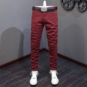 Créateur de mode en jeans pour hommes hommes de haute qualité vin élastique élastique slim slim vintage pantalon décontracté pantalon denim hombre