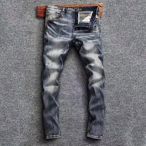 Jeans pour hommes Fashion Designer Hommes Pantalons à la mode Haute Qualité Rétro Bleu Élastique Slim Fit Vintage Casual Denim Pantalon Hombre