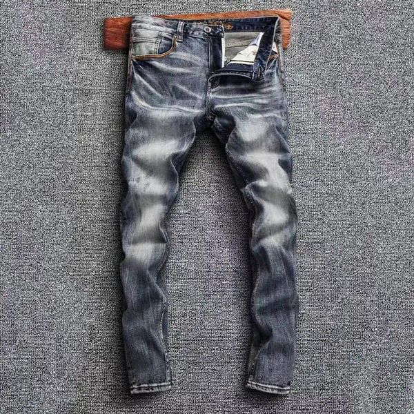 Jeans pour hommes Fashion Designer Hommes Pantalons à la mode Haute Qualité Rétro Bleu Élastique Slim Fit Vintage Casual Denim Pantalon Hombre