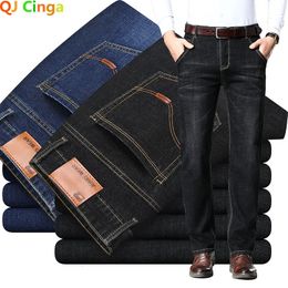 Jeans pour hommes Mode européenne américaine Style Stretch hommes Jeans luxe hommes Denim pantalon mince droit bleu profond Gentleman taille 28-38 pantalons 231026