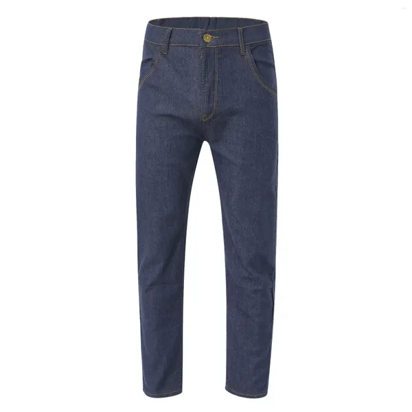 Jeans para hombres Moda Europea Estilo Americano Estiramiento Hombres Pantalones de mezclilla de lujo Slim Straight Deep Blue Gentleman Slacks