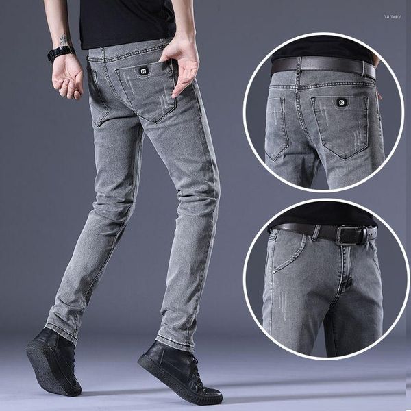 Jeans masculin mode de haute qualité des vêtements de style coréen streetwear élégant slim stretch occasionnel pantalon gris pantalon gris