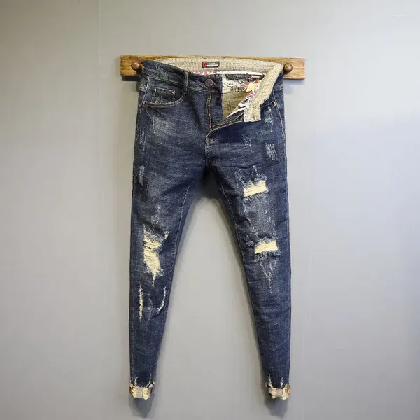 Jeans de los jeans masculinos HEM HEM FIT NINE PUNTOS ELÁSTICOS PIEMAS PETROS PITANTES DE Deven