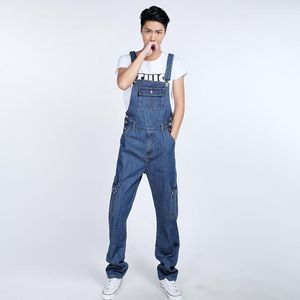 Heren jeans mode Koreaanse ontwerper plus size heren denim slabib overalls lichtblauw s-5xl los flaggy multi pocket werk jean jumpsuit voor malem