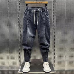 Jeans pour hommes Mode coréenne luxe lâche décontracté taille élastique denim automne streetwear sarouel