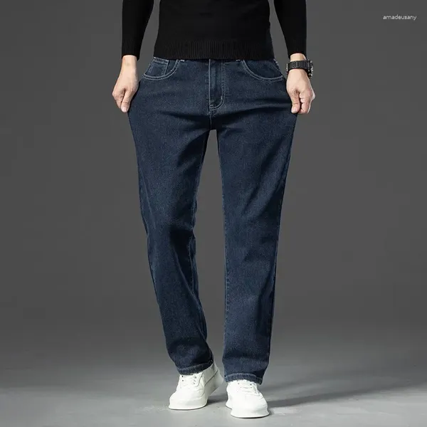 Jeans pour hommes Mode Grande Taille 28-40 Homme Denim Bleu Foncé Coupe Régulière Pantalon Droit Pour Pantalon Décontracté Pour Homme Tout-Match