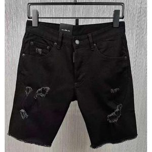 Jeans pour hommes de mode de mode de mode peinture de pulvérisation noire courte Motobiker High Street Casual Denim Fabric Shorts D19-1
