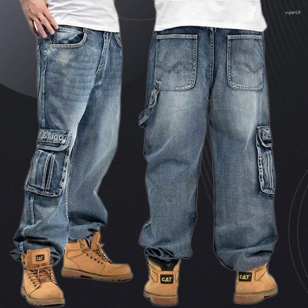 Jeans pour hommes Mode Lâche Grandes poches Baggy Hommes Skateboard Casual Denim Design Marque Pantalon Taille 42 44 46
