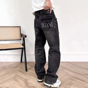 Jeans pour hommes Mode Hommes Automne Hiver Casual Lâche Stretch Denim Pantalon Break Hole Straight Wide Leg Pantalon