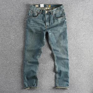 Jeans para hombres Moda Hombres Retro Blue Wash Craft Todos los pantalones casuales de pierna recta