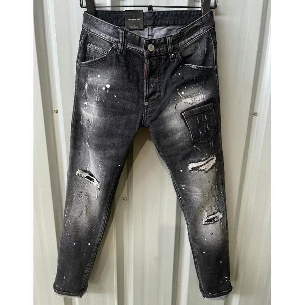 Jeans pour hommes mode hommes décontracté trou peinture en aérosol jean à la mode Moto Biker haute rue Denim tissu pantalon 089 #230810