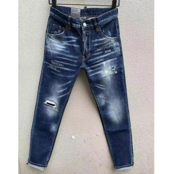 Jeans pour hommes mode hommes décontracté trou pulvérisation peinture jean à la mode Moto Biker haute rue Denim tissu pantalon 119 #230810