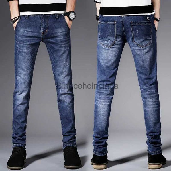 Men's Jeans Pantalones vaqueros a la moda para hombre, pantalones vaqueros ajustados elásticos de color azul oscuro para hombre, pantalones vaqueros ajustados informales, pantalones vaqueros estilo Kn para hombre JeansL231003