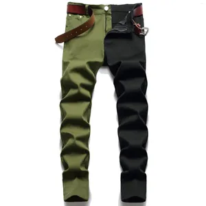 Jeans masculin mode hommes couture skinny cargos mens noir slim fit pantalon denim y2k streetwear jean goth pantalon pantalon homme