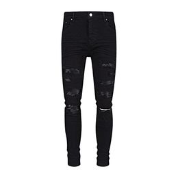 Jeans pour hommes Mode Hommes Cool Style Luxe Designer Denim Pantalon Mort Ripped Biker Noir Bleu Jean Slim Fit Moto Drop Livraison A Dhzmj