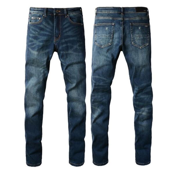 Pantalones vaqueros para hombre Parche de moda Ripped Blue Men Slim Fit Diseñador Pantalones de mezclilla lavados Hop DJ Party Punk Rock