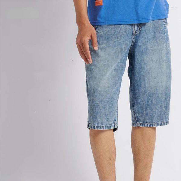 Pantalones vaqueros para hombre Moda Slim Denim Shorts Elástico Verano Casual Suelto Estiramiento Soild Transpirable Marca masculina Pantalones de siete puntos