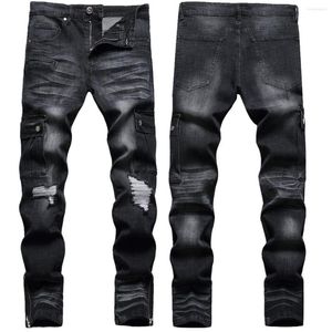 Jeans pour hommes Mode Soft Stretch Skinny pour hommes Arrivée Élégant Noir Ripped Casual Confort Zipper Jambes Workwear Pantalon surdimensionné