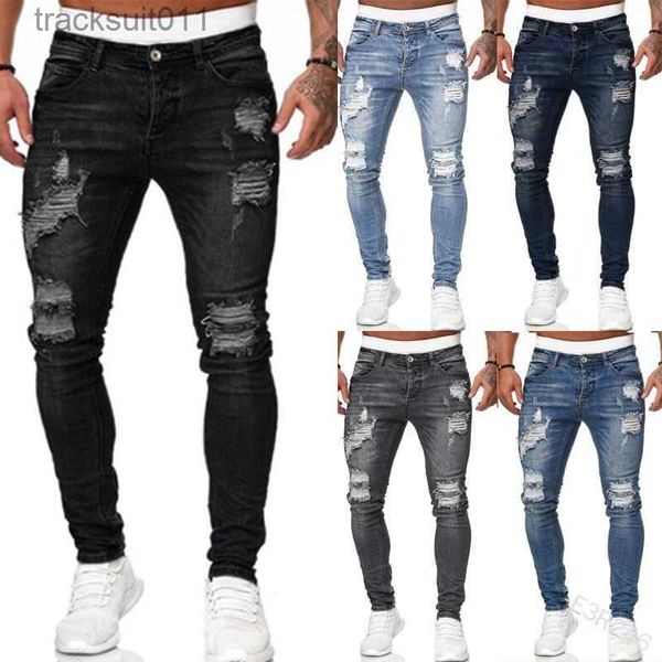 Jeans para hombres Fashion Street Street Jeans Skinny Jeans Men Vintage Wash Solid Denim pantalón Hombres Casual Slim Fit Pencil de mezclilla Venta caliente L230926