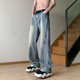 Jeans pour hommes Pantalons de mode Cross Denim Pants Streetwear Hip Hop Low Rise Baggy Jeans pour hommes Pantalon cargo coréen Punk Clothe 230619