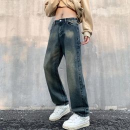 Jeans masculin mode vintage mens homme pantalon gradient droit noir détresse bleu dossier dos back long denim pantalon hip hop vêtements