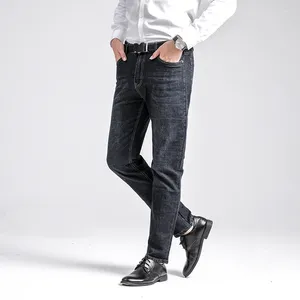 Jeans masculin mode Zipper Couleur solide Business Casual Washed Clothing 2024 Spring Automn All-Match Denim pantalon