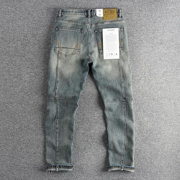 Jeans para hombres Hombres de moda Vintage para hacer viejos pantalones de combate tridimensionales de corte tridimensional.