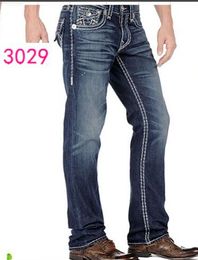 Jeans para hombres Fashionstraightleg Pants 18SS Nuevo verdadero hombre elástico Robin Rock Revival Crystal Studs Diseñador de mezclilla Pantalones True Religiones Hombres