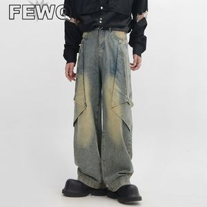 Jeans pour hommes FEWQ Déconstruction Bouton en métal lavé Pantalon en denim pour homme High Street Niche Design Pantalons décontractés 2023 Chic 24B3376 230823