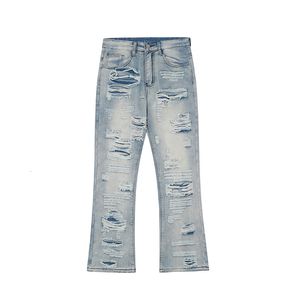 Jeans pour hommes FEWQ High Street Ripped Solid Color 2023 Printemps Élégant Mâle Denim Pantalon Mode Pantalon Stragiht 24B811 230131