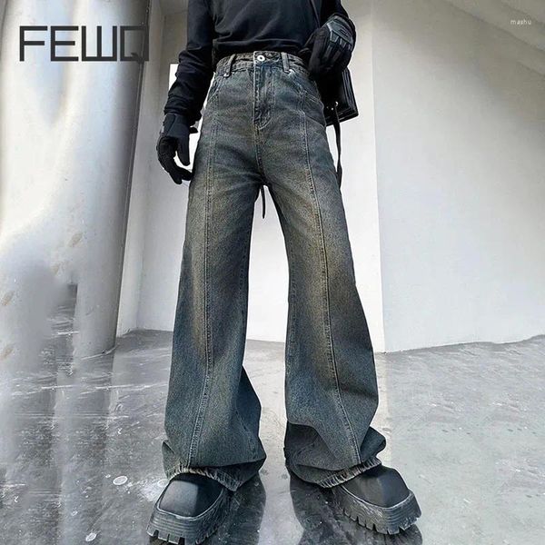 Jeans masculins Fewq Patchwork Niche Design masculin pantalon de pantalon de poche