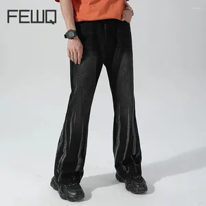 Heren jeans enkele quidte veer Amerikaanse denim trendy rechte been losse casual brede broek tie kleurstof design mannelijke broek