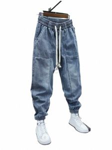 Jeans pour hommes Fi Casual Jogger Harem Denim Pantalon Hip Hop taille élastique Lettre impression jeans Pantalons masculins 2024 printemps nouveau b4RR #